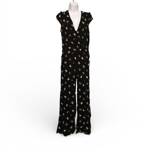 BeBop Black Jumpsuit with Yellow Floral Pattern